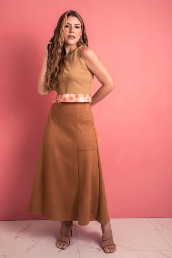 Cropped Canelado com Barra Babado Viscose